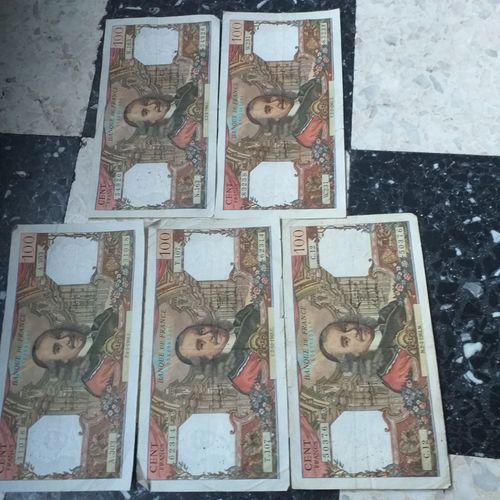 5 Billets 100 Francs De 1964 À 1968