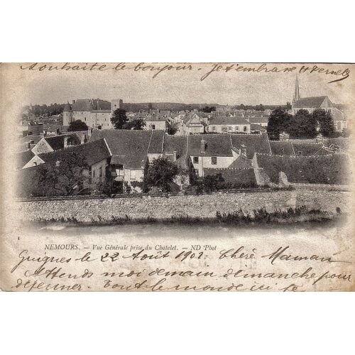 Carte Postale Ancienne, France, Seine Et Marne ( 77 ), Nemours, Vue Générale Prise Du Chatelet - Oblitération Du 23/08/1902