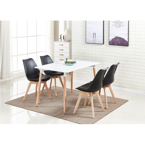 Ensemble Salle À Manger Moderne Lorenzo - Table Blanche + 4 Chaises Noires - Design Scandinave