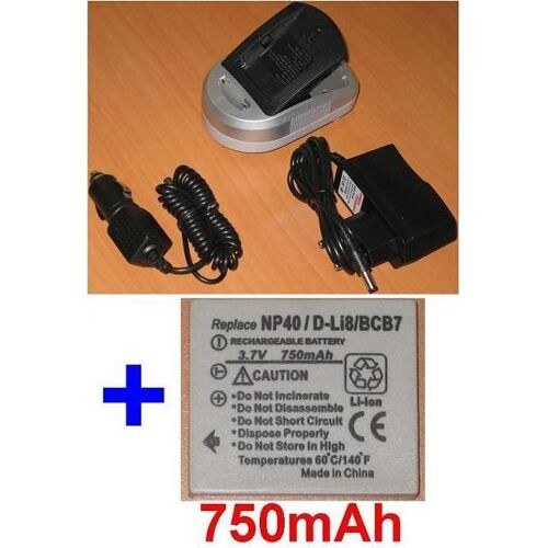 Chargeur + Batterie FujiFilm NP40 NP-40 SLB-0737 SLB0737 D-Li8 BCB7 **750mAh**