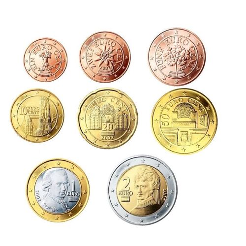 Autriche 2005 +++ Série Complète 1ct-2euro Neuve+++Unc Issue De Rouleaux Bancaires+++
