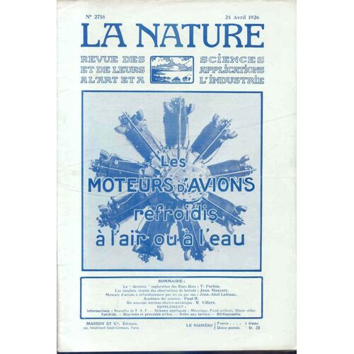 Revue Des Sciences Et De Leurs Applications Aux Arts Et À L'industrie, Les Moteurs D'avions Refroidis À L'air Ou À L'eau.