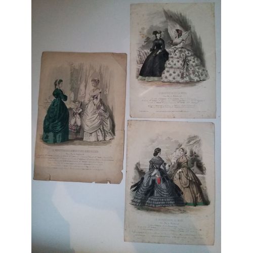 3 Gravures Le Moniteur De La Mode (X2), Le Moniteur Des Dames Et Des Demoiselles (X1)