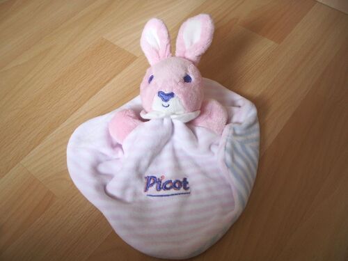 Lapin Plat Picot - Marionnette-Dessus Rose-Dessous Bleu