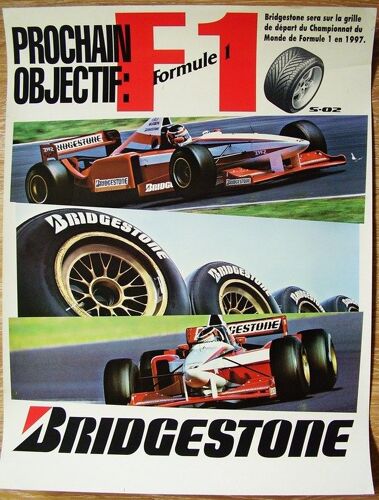 Affiche 80 X 60 Cm Saison F1 De 1997 : Pneus Bridgestone Et Wiliams Renault De Jacques Villeneuve Ou Prost Honda
