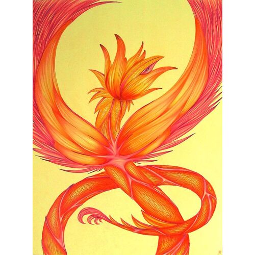 Art Dragon - Dessin Poster Flying Flower