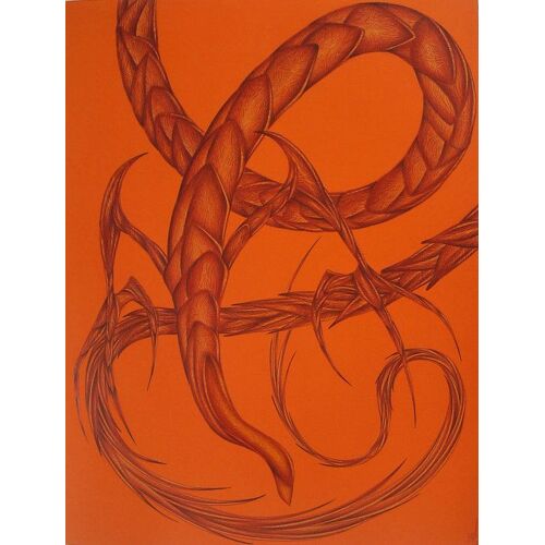 Art Dragon - Dessin Poster Orange Tribal