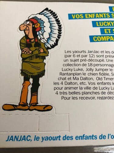 Chien Jaune Chef Indien - Lucky Luke Et Ses 17 Compagnons - Les Yaourts Janjac Les Desserts Jiji - Dargaud Éditeur - Morris - 1984