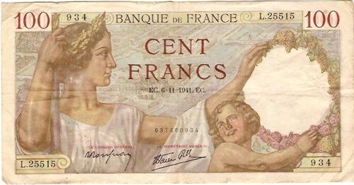 Billet 100 Francs "Sully" 1941