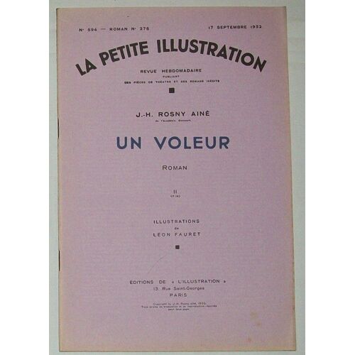 Petite Illustration Roman (La) N°594 Du 17-09-1932