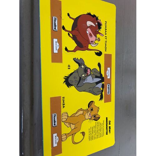 4 Mini Marionnettes Simba, Ed, Pumbaa Et Timon - Le Roi Lion - Purée Mousline - Walt Disney - Planche 20x10 Cm - 1994