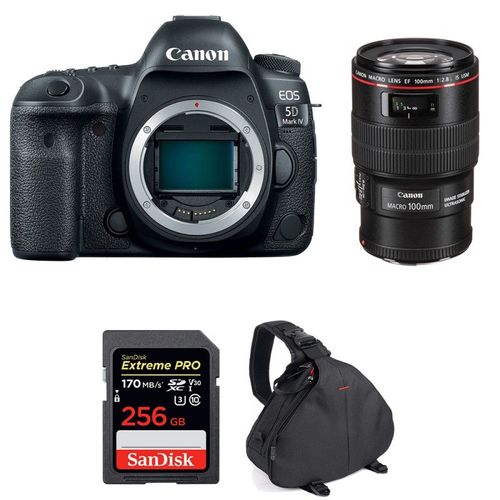 Canon EOS 5D Mark IV + EF 100mm f/2.8L Macro IS USM + SanDisk 256GB Extreme PRO UHS-I SDXC 170 MB/s + Sac | Garantie 2 ans