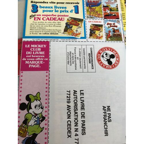 Marque Page Minnie/Dingo Offert Par Le Mickey Club Du Livre - Walt Disney - Livre De Paris Hachette - 1990