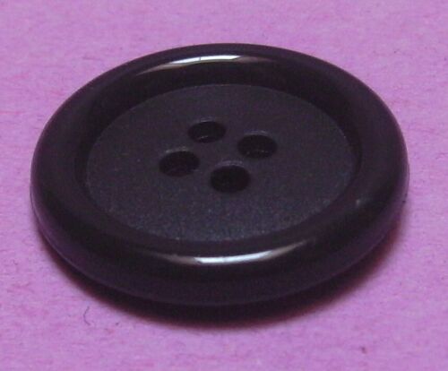 Bouton À 4 Trous (+ 1 Borgne Chiffre 4) - Noir Uni Avec Gorge - Résine - Diamètre 24,9 Mm X Ep. 4,1 Mm