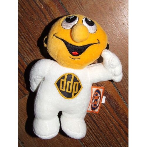Poupee Bonhomme Ddp Douou Peluche Blanc Jaune Noir 18 Cms