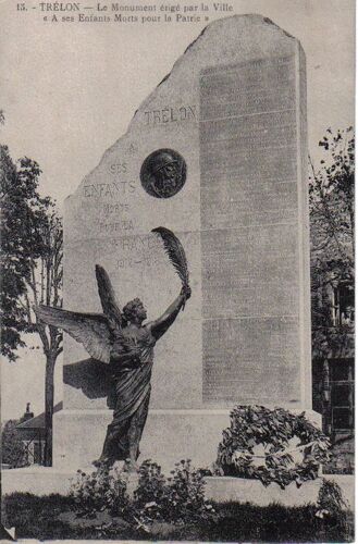 Cpa Écrite En 1929, Réf:15 Trelon, Le Monument Érigé Par La Ville "A Ses En Fants Morts Pour La Patrie"