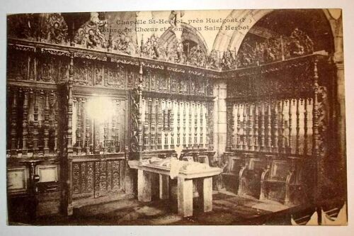 Carte Postale Ancienne Finistere Saint Herbot Interieur De La Chapelle Le Jube Et Le Tombeau De Saint Herbot