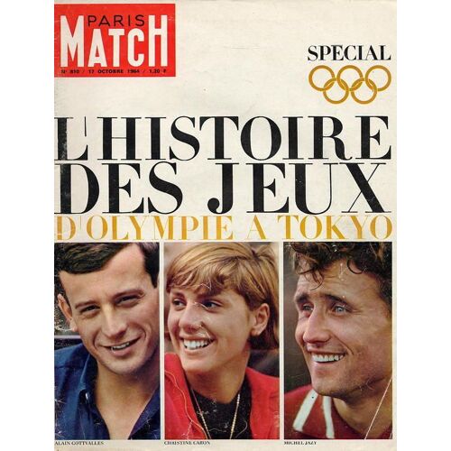 Paris Match Du 17 Octobre 1964  N° 810 : Alain Gottvalles Christine Caron Michel Jazy Hennessy De Gaulle Jeux Olympiques Brigitte Bardot Pasolini Michel Audiard Raymond Devos Catherine Lacoste