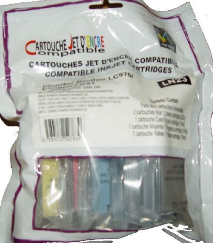 Pack de 5 cartouches compatibles Brother  LC970-1000 - 2x noir + 3x couleur (Cyan, Magenta, Yellow)