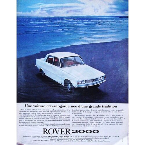 Publicite Ancienne Pour La " Rover 2000 " En 1964