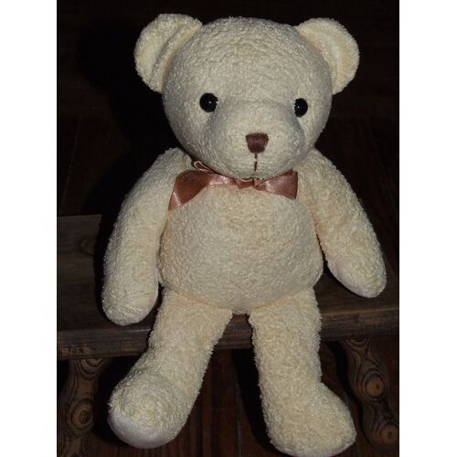 Ours Doudou Nicotoy Crème Noeud Marron Peluche De 33 Cms