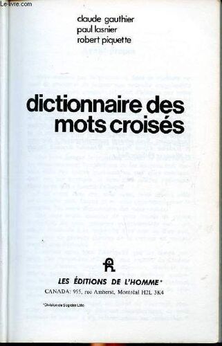 Dictionnaire Des Mots Croisés
