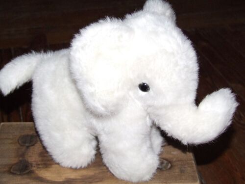 Elephant Doudou Peluche Blanc De 24 Cms + Queue De 7 Cms