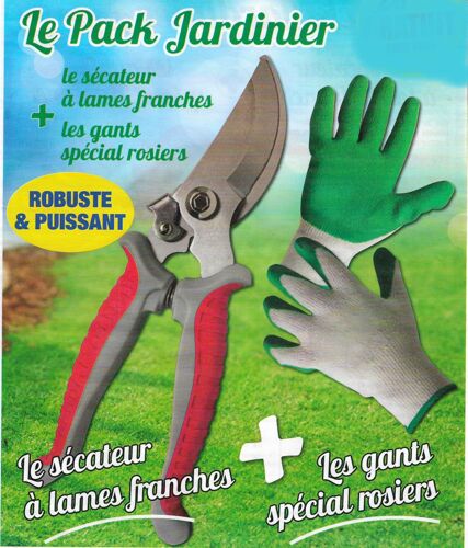 Pack Jardinier : Secateur a lames franches & Gants spécial epineux
