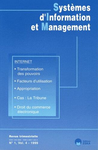 Systèmes D'information Et Management Volume 4 N° 1/1999 - Internet