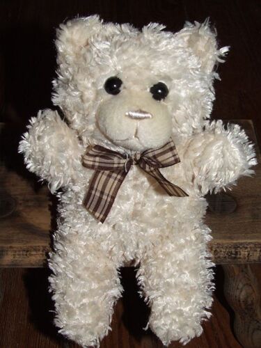 Ours Doudou La Planete Des Ours Planet Peluche Beige Noeud Carreaux Marron 25 Cms