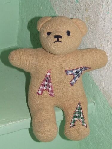 Ours Doudou Peluche Flco Modèle Déposé Inpi Paris Beige Avec Patchwork Tour Eiffel France Rouge Vert Bleu 25 Cms