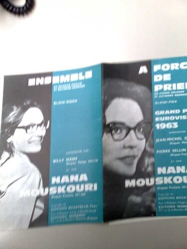 Partitions "A Force De Prier" (Eurovision 1963 - Nana Mouskouri) + "Ensemble"