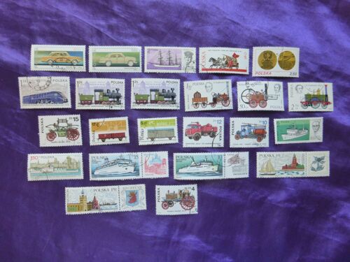 Timbres Pologne. 23 Timbres De 1969 À 1998. Trains, Bâteaaux, Pompiers, Voitures... Lot 9