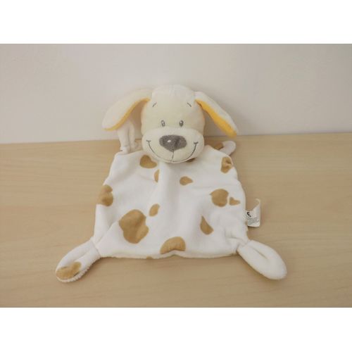 Doudou Chien Blanc Taches Marron Nicotoy