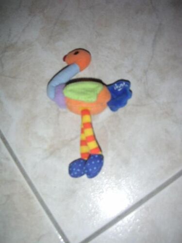 Doudou Peluche Hochet Autruche Multicolore