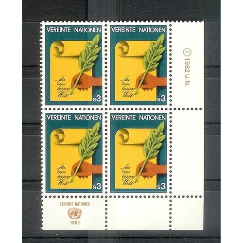 Nations Unies  Vienne Annee 1982 Bloc De 4 Neufs N° 23