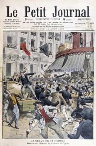 Le Petit Journal, Supplément Illustré N° 926  : Bagarres Aux Alentours De La Bourse Du Travail. (Gravure En Première Page). - Gravure En Dernière Page: Un Caïd Coupé En Morceaux À Marrakech.