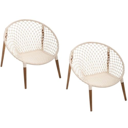 Lot De 2 Fauteuils Design "Manguier" 90cm Blanc