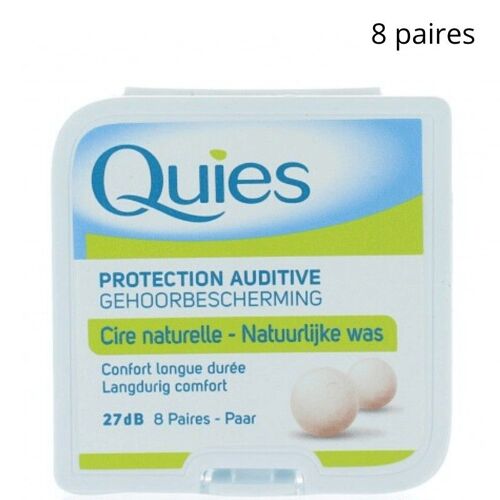 Boules Quies En Cire Naturelle (27 Décibels), 8 Paires 