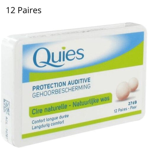 Boules Quies en Cire Naturelle (27 décibels), 12 paires