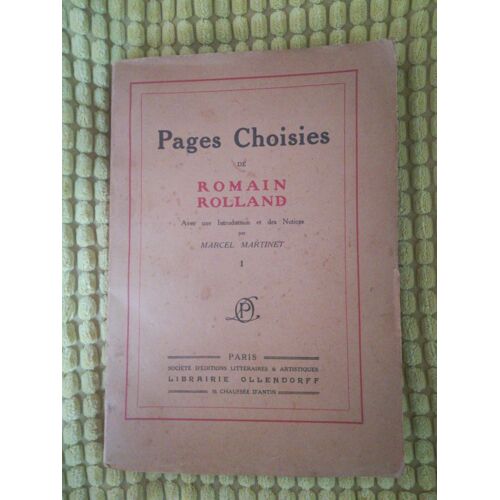 Pages Choisies Tome 1 Édition 1921