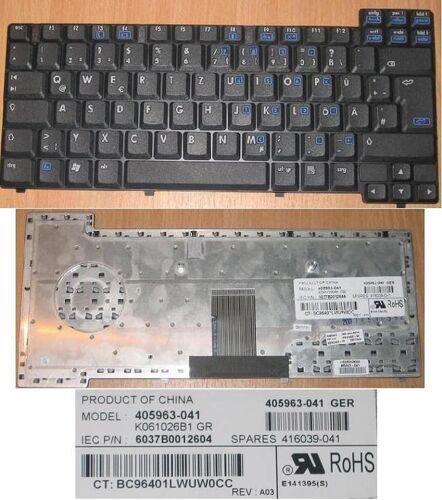 Clavier QWERTZ ALLEMAND pour HP NC6110 NX6120 NX6130 NX6110 NX6120 NX6130, Model: 405963-041 K061026B1