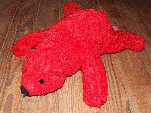 Ours Rouge Caroline Lisfranc Doudou Peluche Allongé Couché De 40 Cms