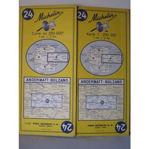 Carte Michelin N°24 : Andermatt-Bolzano