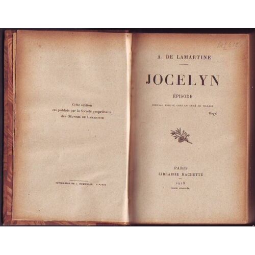Jocelyn. Episode. Journal Trouvé Chez Un Curé De Village