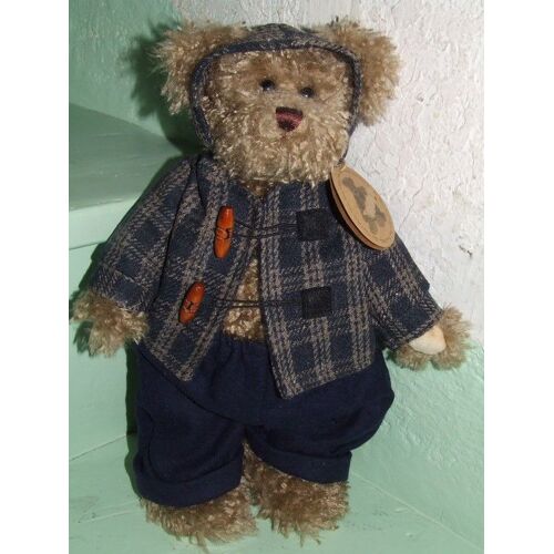 Ours Louise Mansen Doudou Peluche Elias  Avec Sa Carte Authenticité Marron Habillé Bleu Marine Teddy Bear Style Ancien Vintage Articulé 35 Cms
