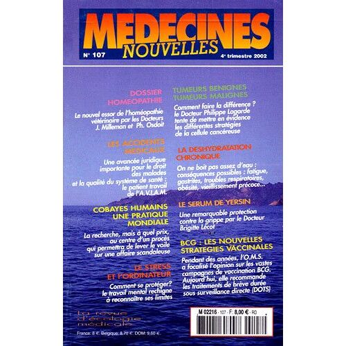 Médecines Nouvelles  N° 107 : Dossier Homéopathie. Cobayes Humains.