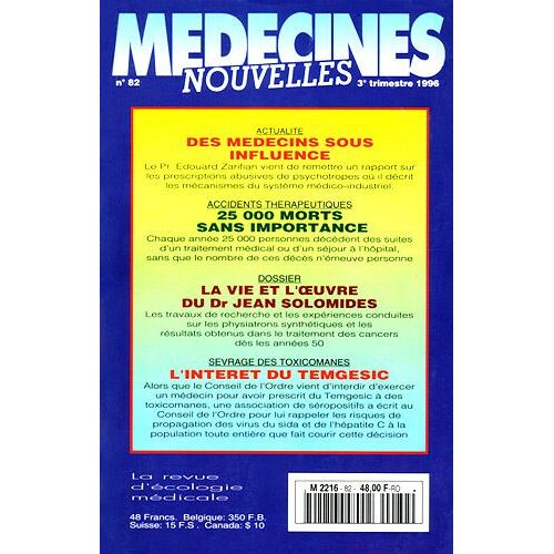 Médecines Nouvelles  N° 82 : Des Médecins Sous Influences