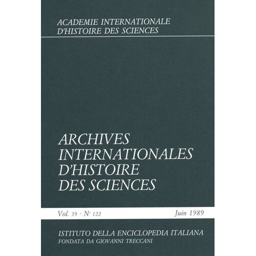 Archives Internationales D'histoire Des Sciences  N° 122