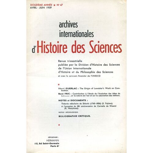 Archives Internationales D'histoire Des Sciences  N° 47